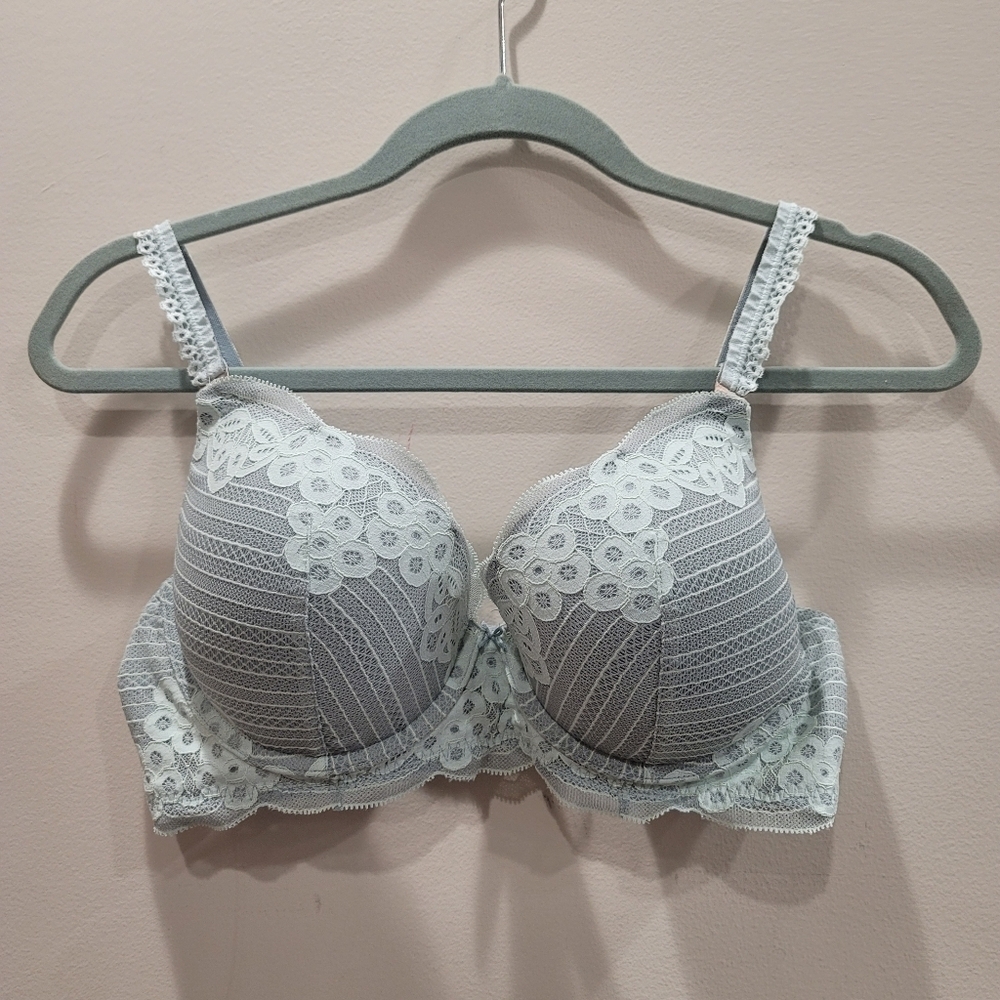 Aerie Push-Up Bra Floral Lace Detailing Sea Moss - 38C